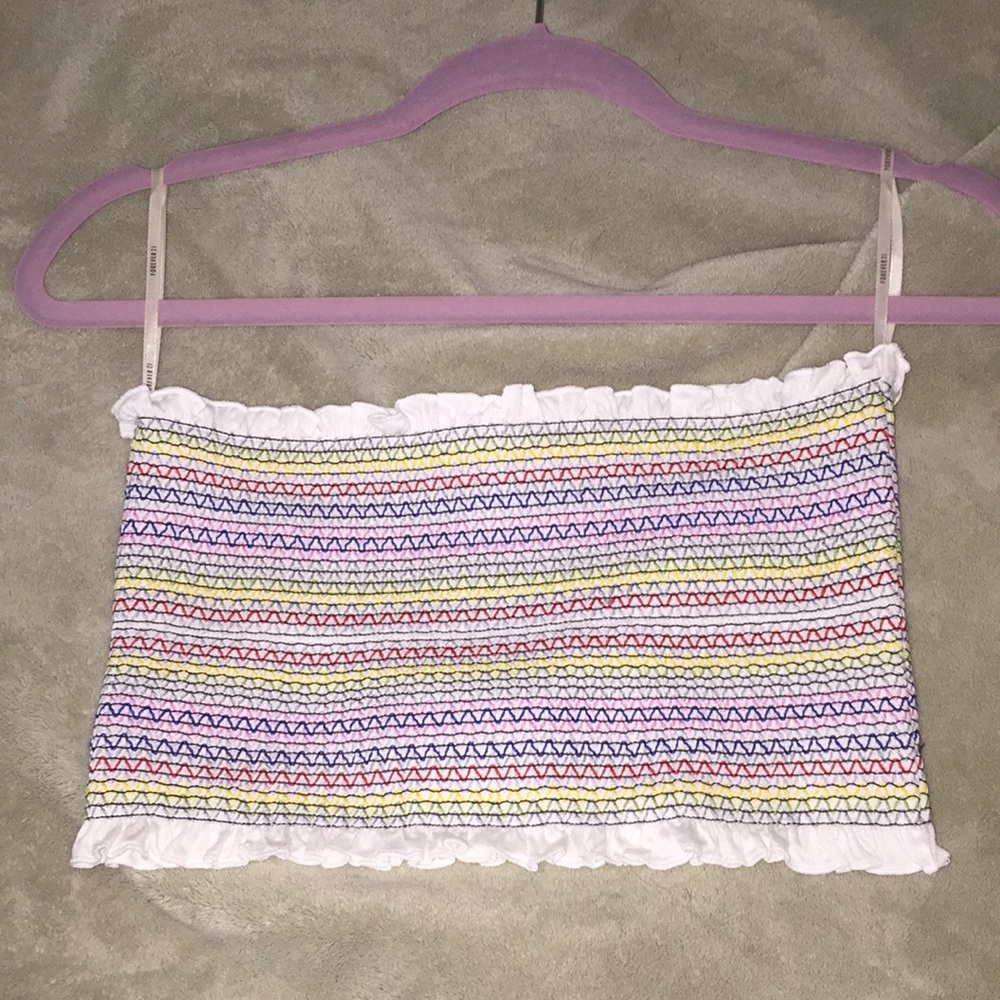 Rainbow stitched tube top